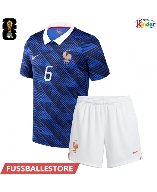 Günstige Frankreich Rayan Cherki #24 Heimtrikotsatz Kinder WM 2026 Kurzarm (+ Kurze Hosen)